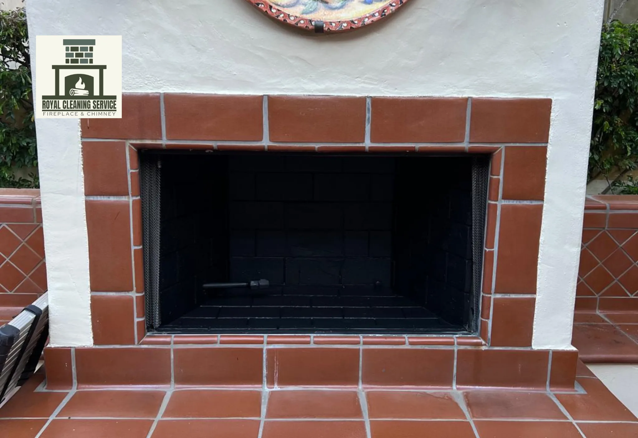 Clean firebox interior after professional firebox cleaning by Royal Cleaning Service in Los Angeles — ash and soot removed from refractory panels